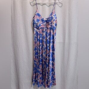 Astr Pink and Blue Pleated Sundress